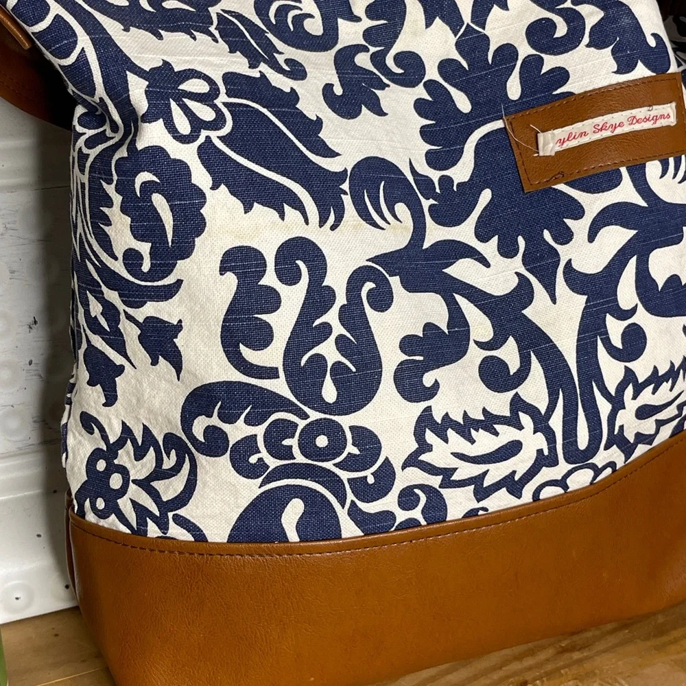 Daylin Skye Designs Artisan Damask & Leather Hobo Tote Bag Boho